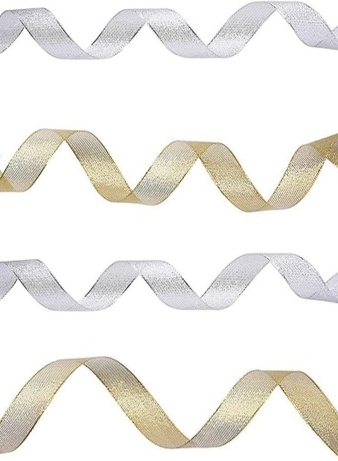 SEJASCOLLECTIONS Metallic Glitter Ribbon Golden and Silvery 4 Roll (L= 100 W= 0.5 inch) Yards for Holiday,christmas Wedding Party Decoration Gift Wrapping (Half Inches) Total Metallic Glitter Ribbon for Gift Wrapping Birthday Holiday Graduation Party Decoration (Golden, Silvery) - Image 5